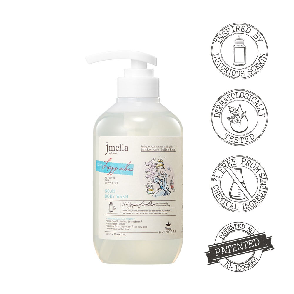 JMELLA IN FRANCE DISNEY LAZY VIBES BODY WASH 500ml Парфюмированный гель для душа "Белый мускус и ирис" (Золушка) 500мл