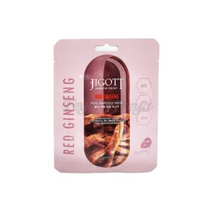 JIGOTT RED GINSENG REAL AMPOULE MASK 27ml*10ea Тканевая маска для лица с экстрактом красного Женьшеня 27мл*10шт