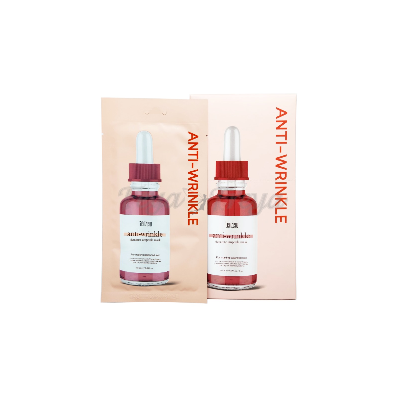 TENZERO SIGNATURE AMPOULE MASK ANTI-WRINKLE 28ml*10ea Омолаживающая ампульная маска для лица 28мл*10шт