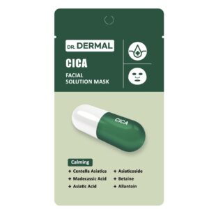 DR.DERMAL FACIAL SOLUTION MASK CICA 25ml Успокаивающая тканевая маска для лица с центеллой и мадекасидом 25мл*10шт