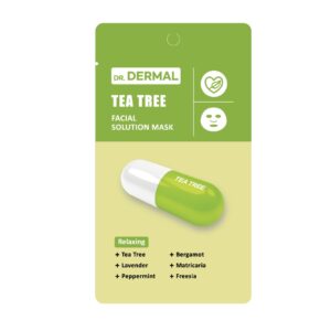 DR.DERMAL FACIAL SOLUTION MASK TEA TREE 25ml Тканевая маска для лица с чайным деревом для проблемной кожи 25мл*10шт