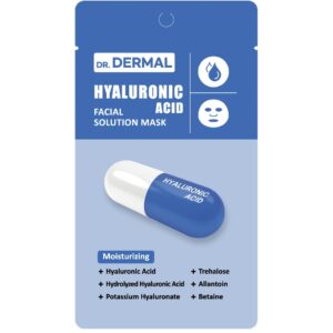 DR.DERMAL FACIAL SOLUTION MASK HYALURONIC ACID 25ml Увлажняющая тканевая маска для лица с гиалуроновой кислотой 25мл*10шт