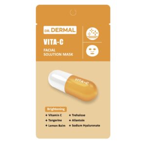DR.DERMAL FACIAL SOLUTION MASK VITA-С 25ml Осветляющая тканевая маска для лица с витамином С 25мл*10шт