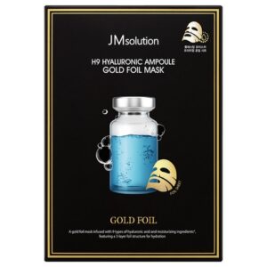 JM SOLUTION H9 HYALURONIC AMPOULE GOLD FOIL MASK Увлажняющая ампульная тканева маска с коллоидным золотом гиалуроновой кислотой 35мл